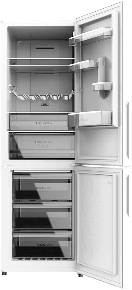 Cecotec Frigorífico Combi 2 Puertas Bolero CoolMarket Combi 250 Inox D. 250 L, Altura 181 cm y 55 cm de Ancho, Bajo Consumo, Sistema Multi Air Flow, Total No frost y 2 Cajones