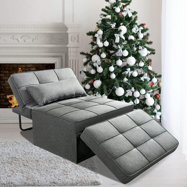 Vonanda Sofá cama, silla convertible 4 en 1 multifunción plegable, otomano moderno transpirable, cama de invitados ajustable de lino, para apartamentos de habitación pequeña, gris oscuro