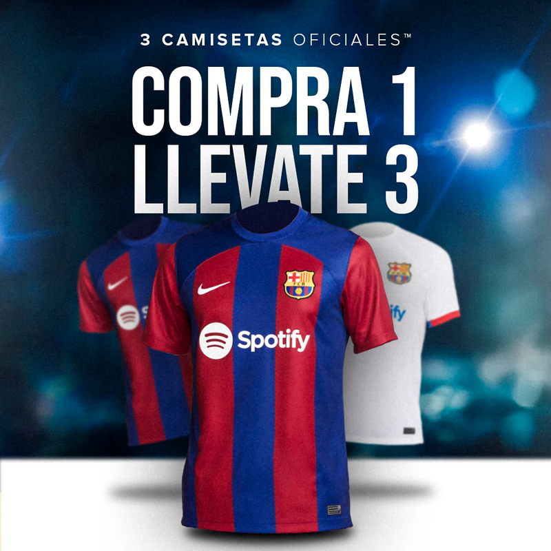 Compra una camiseta del Barcelona y llévate 3 (Por tiempo limitado)