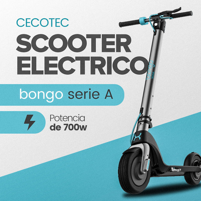 Cecotec Patinete Eléctrico Bongo Serie A. Potencia máxima de 700 W, Batería Intercambiable, Autonomía Ilimitada, Ruedas Tubeless antirreventón de 8,5”